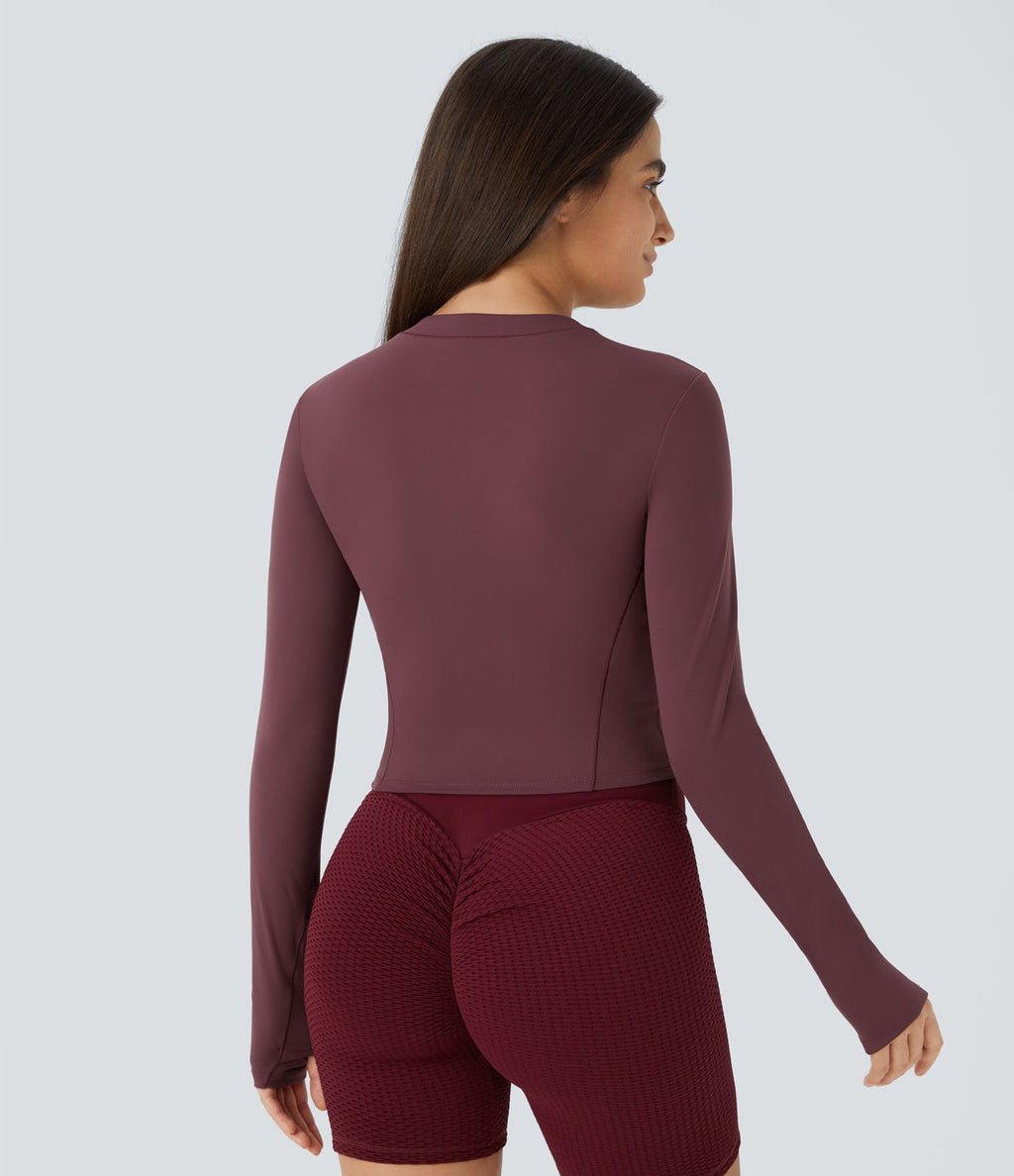 Softlyzero™ Plush Top Sport de Golf Court à Manches Longues avec Trou pour Pouce et Demi-Zip