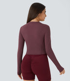 Softlyzero™ Plush Top Sport de Golf Court à Manches Longues avec Trou pour Pouce et Demi-Zip