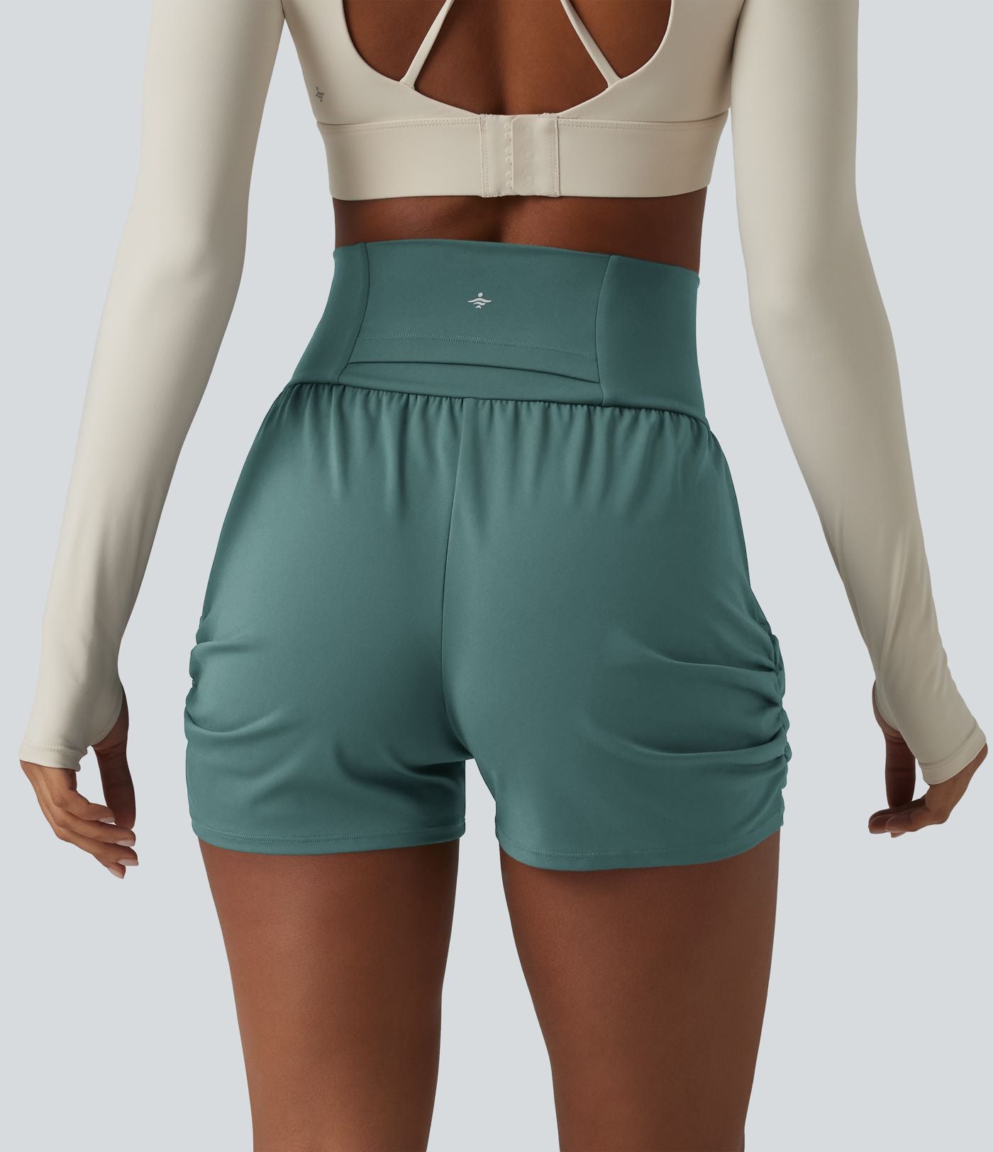 Short de yoga SoftlyZero™ Airy taille haute froncé effet frais InstantCool 7,5 cm avec poches