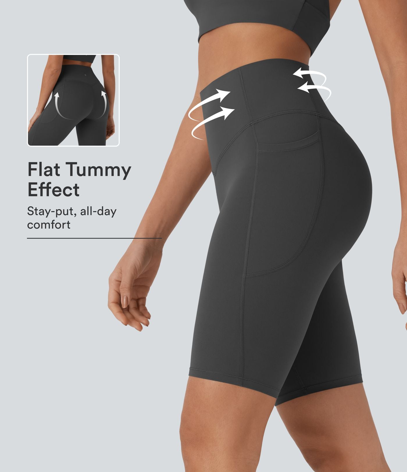 Short cycliste 22,8 cm d'entraînement gainant taille haute avec poches Halara UltraSculpt™