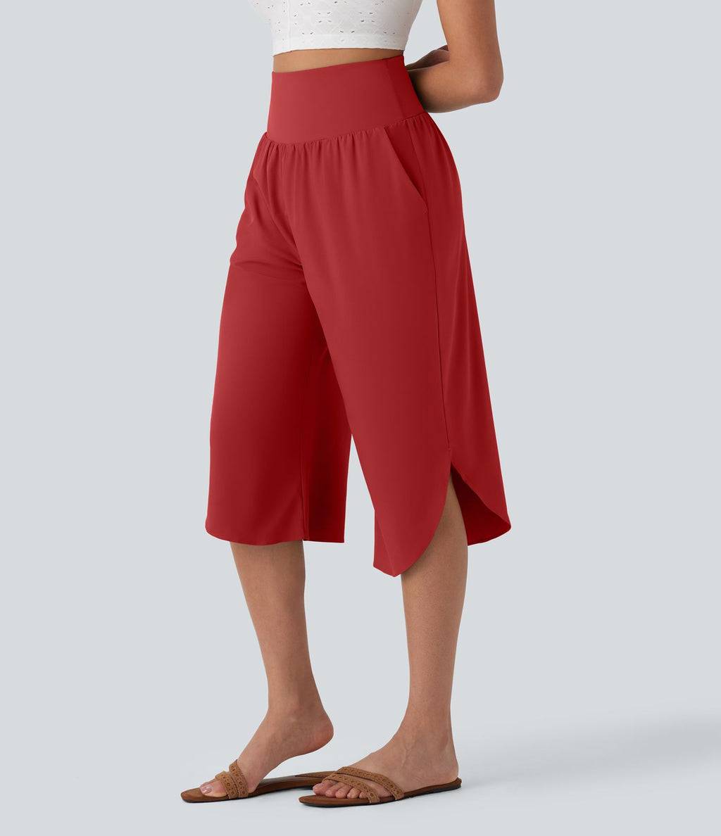 Pantalon corsaire gainant taille haute à ourlet asymétrique et séchage rapide avec poches Breezeful™