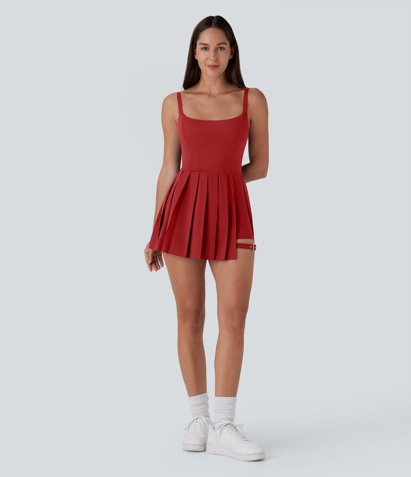 Breezeful™ Robe bain de soleil plissée à boucle ajustable 2-en-1 avec poche latérale séchage rapide micro-courte décontractée