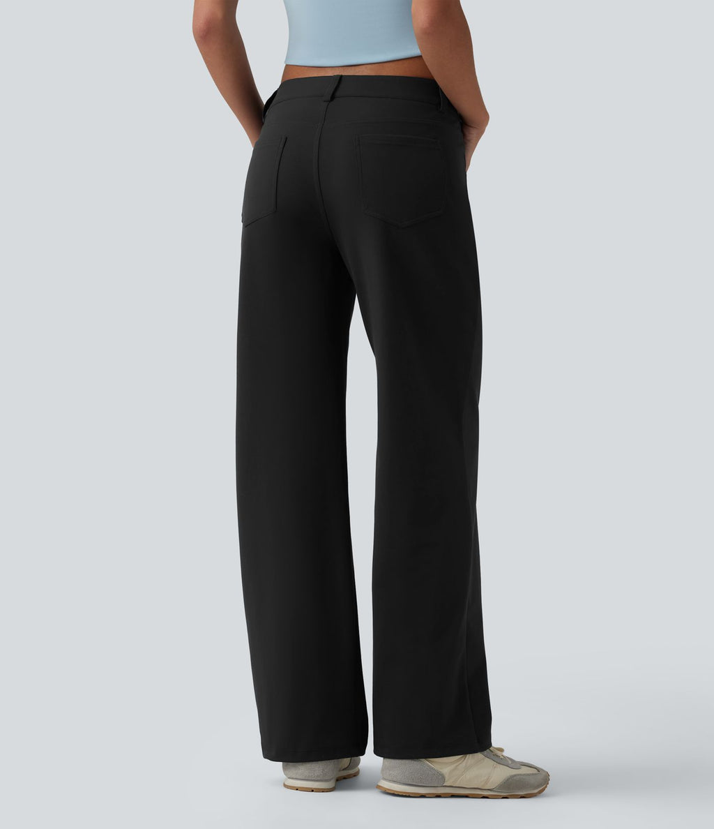 Pantalon décontracté DayStretch taille basse asymétrique coupe droite avec poches
