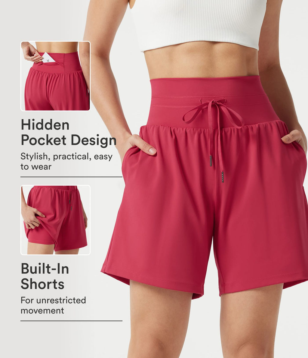 Short de yoga SoftlyZero™ Airy taille ultra-haute cordon 2-en-1 effet frais InstantCool 17,5 cm avec poches