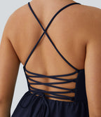 Breezeful™ Robe Casual Mini Fluide à Séchage Rapide à Volants Superposés Dos Nu et Lacée