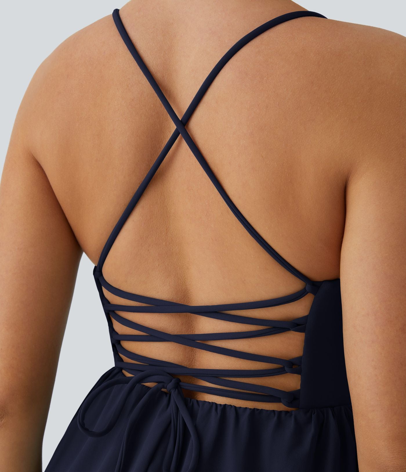 Breezeful™ Robe Casual Mini Fluide à Séchage Rapide à Volants Superposés Dos Nu et Lacée
