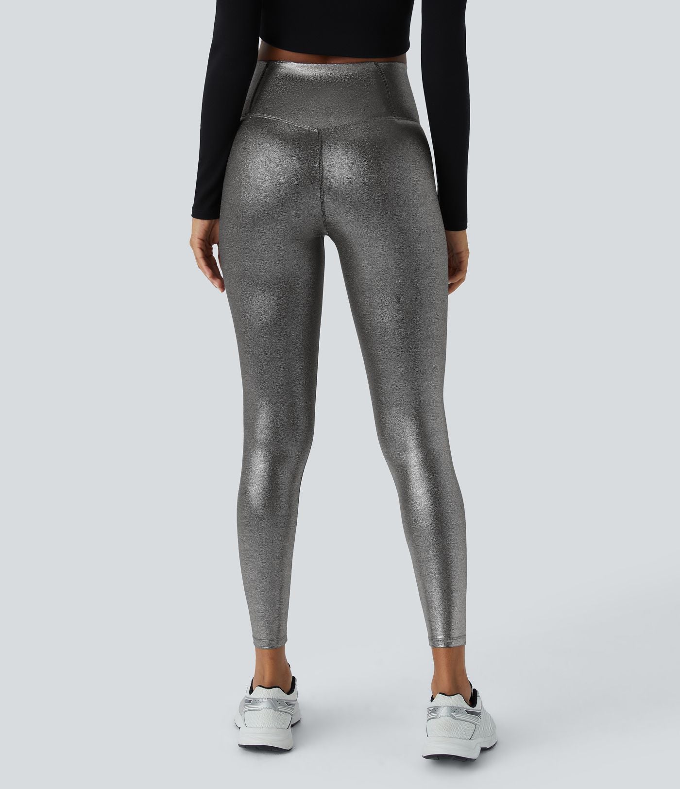 Legging de yoga SoftlyZero™ en simili stretch avec taille croisée, imprimé métallisé et poche arrière
