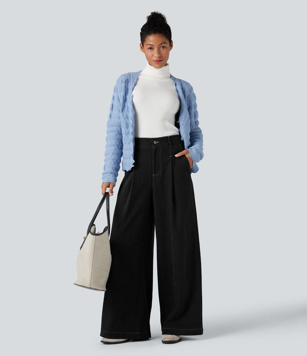 Pantalon baggy taille haute avec poches