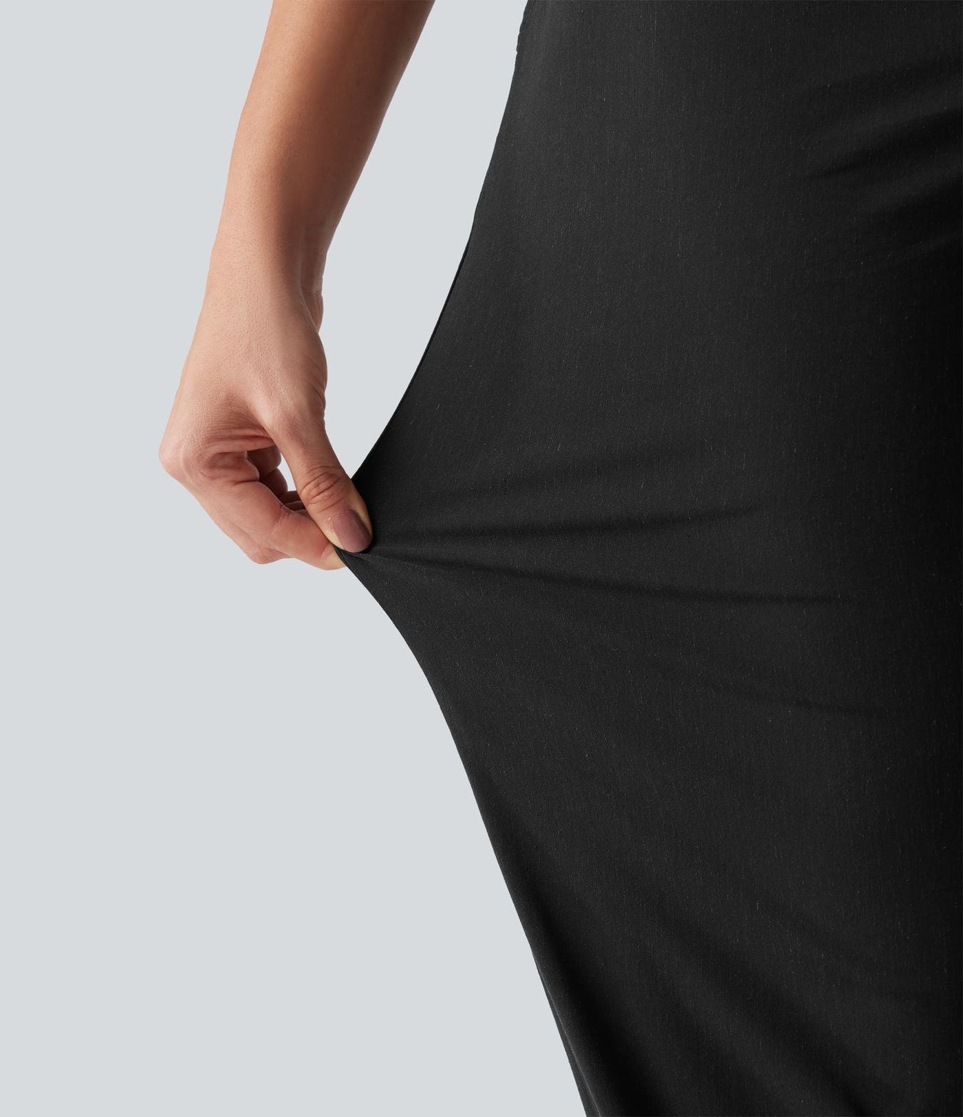 Pantalon jogging en lin stretch taille haute avec poches
