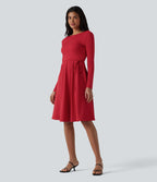 Robe midi SoftlyZero™ Airy 2-en-1 effet frais InstantCool à manches longues, coupe portefeuille et poches