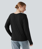 T-shirt col Henley à manches longues