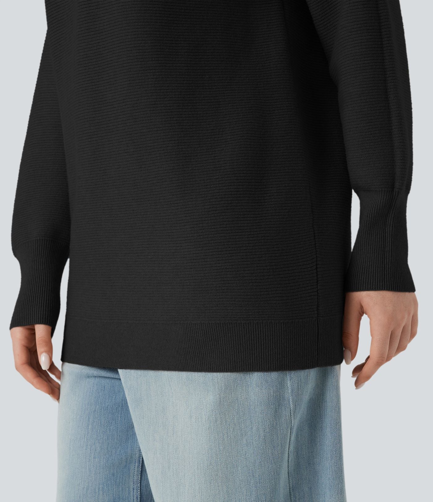 Pull casual col cheminée manches longues