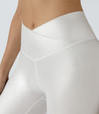 Legging de yoga SoftlyZero™ en simili stretch avec taille croisée, imprimé métallisé et poche arrière