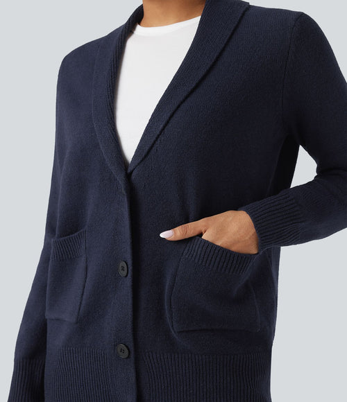 Cardigan col tailleur manches longues avec poches