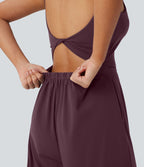 Combinaison de yoga Softlyzero™ Airy à doubles bretelles, dos nu, avec effet torsadé et poches latérales Cool Touch - Édition Easy Peasy