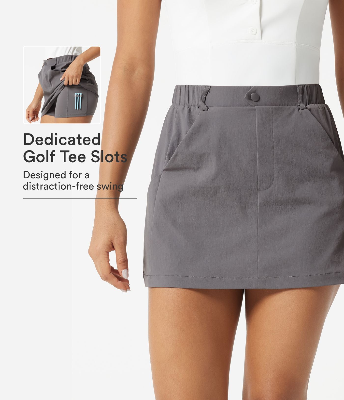 Jupe-short de golf mini taille mi-haute avec poches et porte-tees