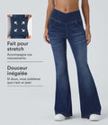 Halara Flex™ Jean Évasé à Taille Haute avec Poche Crossover Tissu Élastique Lavé