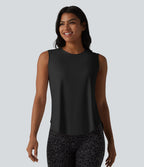 Débardeur de sport à col rond et ourlet arrondi, doux au toucher, protection solaire UPF50+