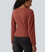Haut casual col V manches longues avec boutons