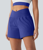 Short de yoga SoftlyZero™ Airy croisé taille haute 2-en-1 effet frais InstantCool 12,5 cm avec poches