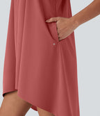 Robe décontractée mini fluide Breezeful™ à dos nageur, poches latérales, ourlet asymétrique et séchage rapide