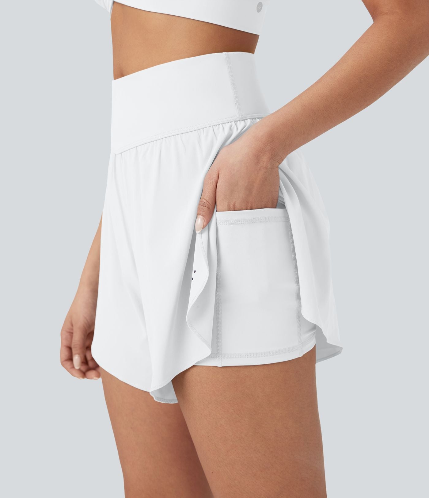 Short 2-en-1 de course gainant taille haute avec points réfléchissants, ourlet croisé et séchage rapide 12,5 cm avec poches SoftlyZero™