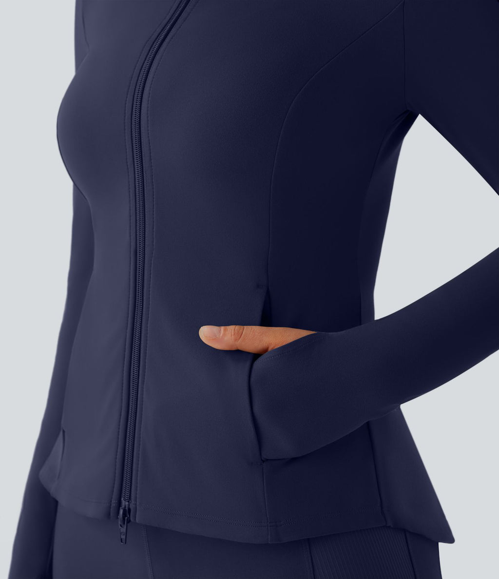 Veste d'équitation ajustée Softlyzero™ avec col montant, passe-pouces, poches, plis et fermeture éclair - Protection UPF50+