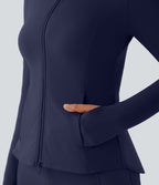 Veste d'équitation ajustée Softlyzero™ avec col montant, passe-pouces, poches, plis et fermeture éclair - Protection UPF50+