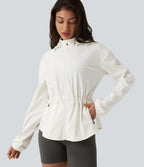 Veste de sport déperlante à capuche amovible avec cordon de serrage et poches zippées