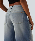 Jean large Halara Flex™ taille basse délavé avec poches