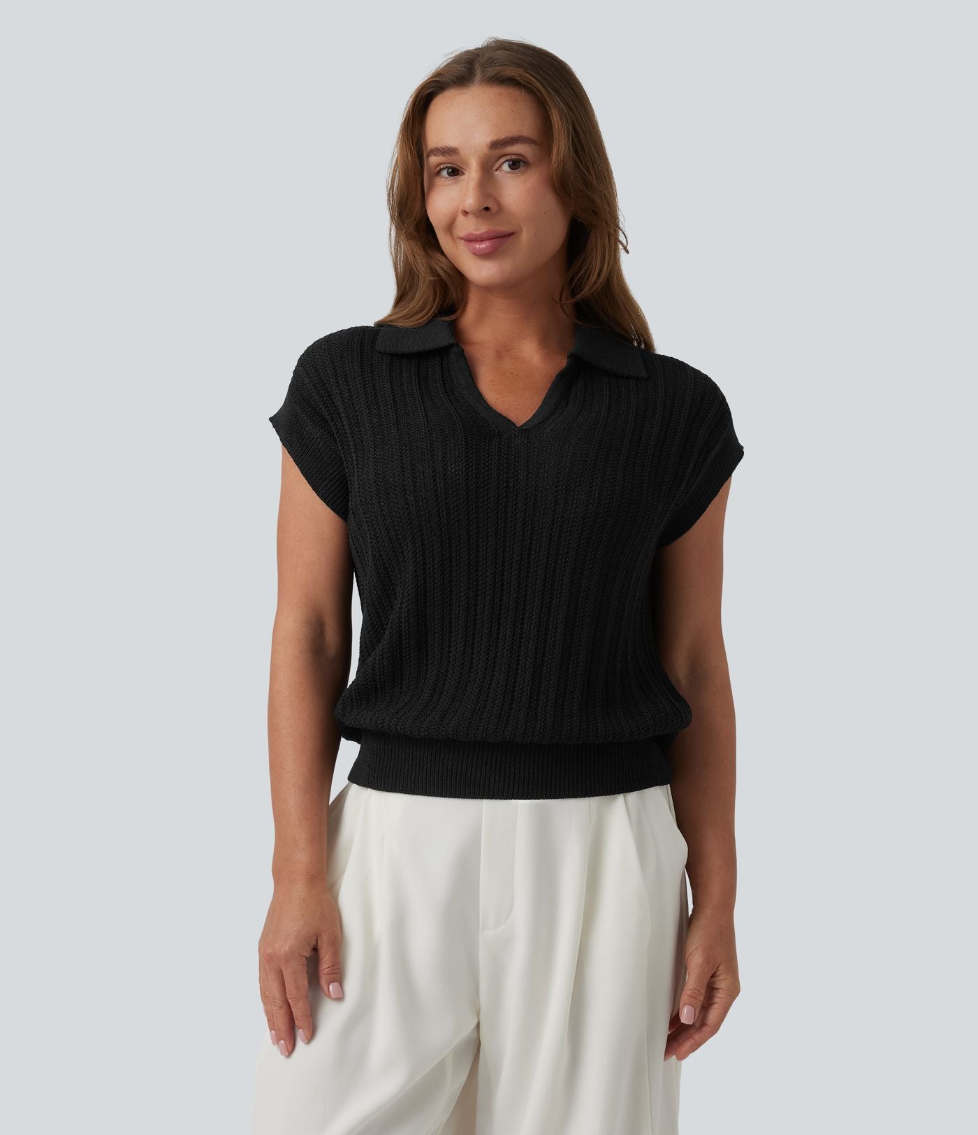 Pull de travail col polo manches courtes