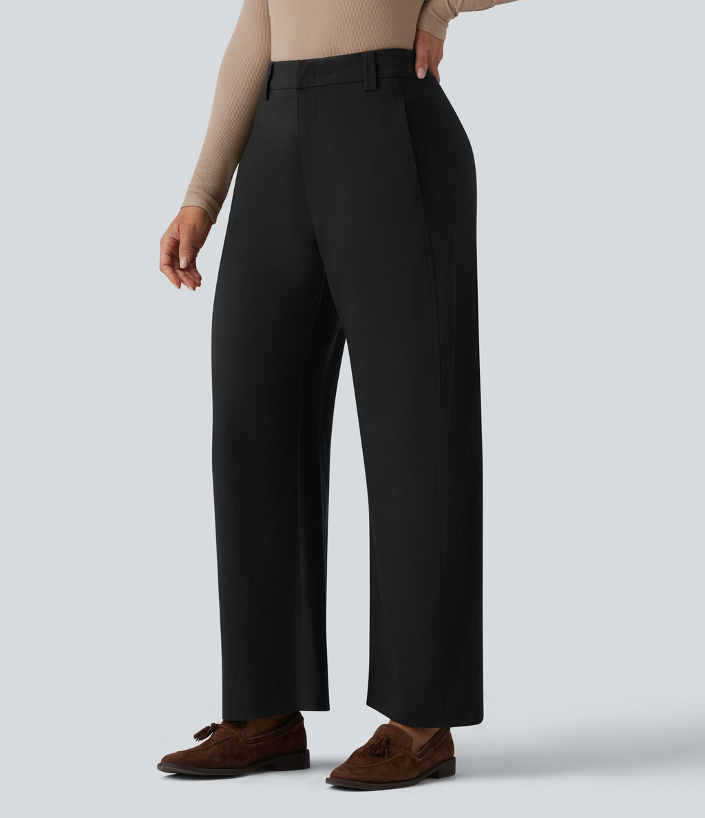 Pantalon tailleur barrel taille mi-haute avec poches