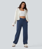 Jogging décontracté coton taille mi-haute croisé avec poches