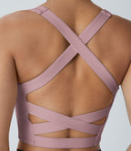 Débardeur yoga court SoftlyZero™ Airy col carré dos nu bretelles croisées effet frais InstantCool, bonnets A-C, protection solaire UPF50+
