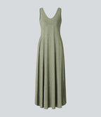 Robe Casual Débardeur Longue Fluide Fendue Dos Nu à Col en U