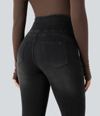 Jean évasé Halara Flex™ taille haute froncé avec poches