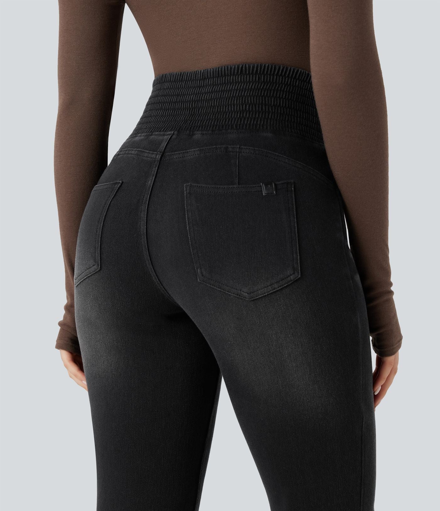 Jean évasé Halara Flex™ taille haute froncé avec poches