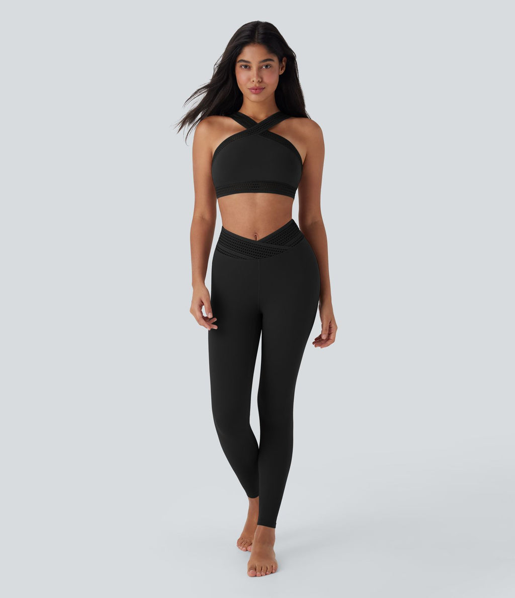 Brassière de sport yoga soutien souple croisé à découpes bonnets A-D