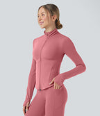 Veste de yoga Halara UltraSculpt™ col montant push-up manches longues à trous pouces avec poches