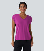 T-shirt casual col V manches courtes