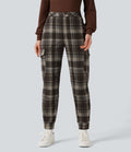 Jogging cargo tailleur carreaux taille mi-haute avec poches
