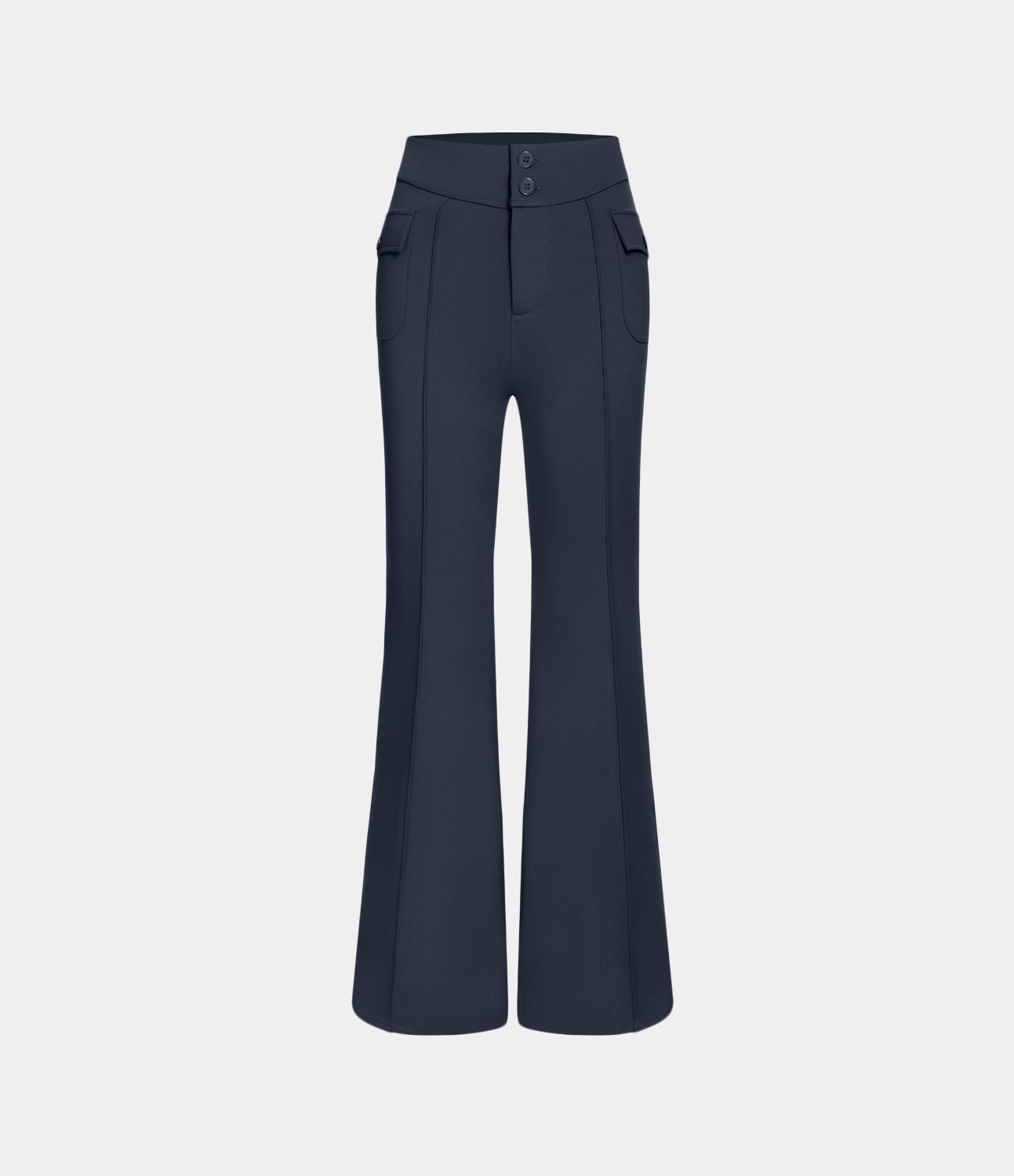 Pantalon cargo décontracté évasé taille haute avec poches à rabat latérales