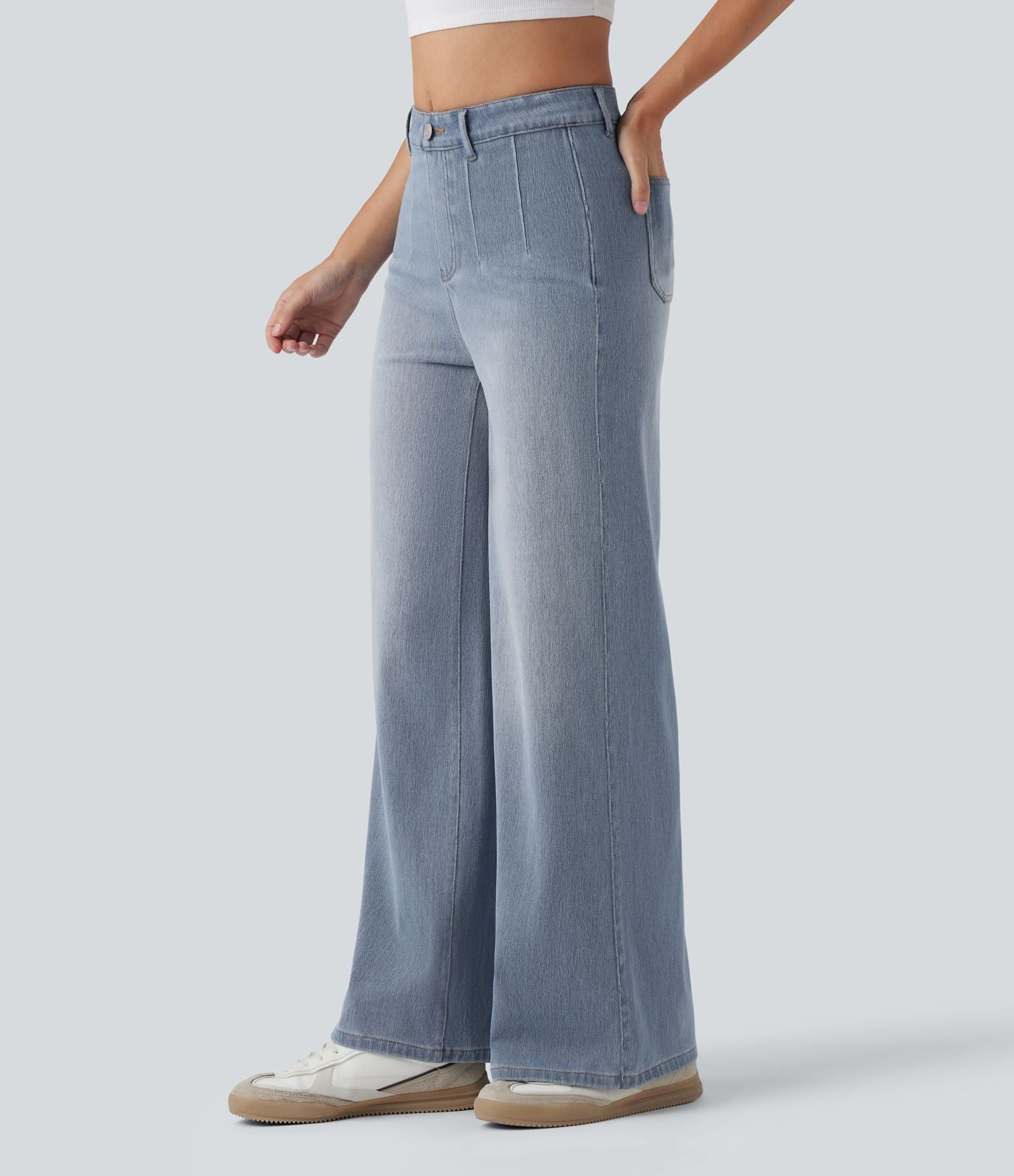 Halara Flex™ Jean large décontracté taille haute gainant avec poches