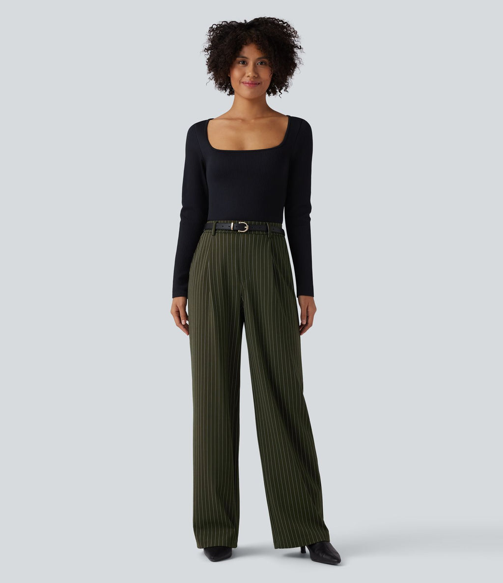 Pantalon Halara Flex™ tailleur droit taille haute rayé effet frais InstantCool avec poches