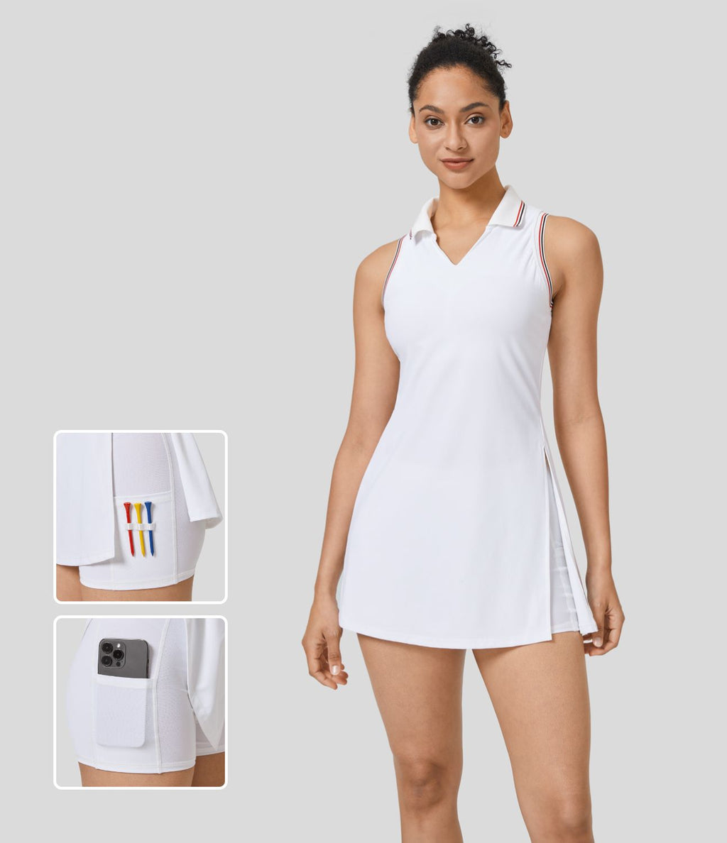 Robe de Golf Sport Mini Cool Touch à Col en Deux Parties avec Poches - Golf Tee Poche