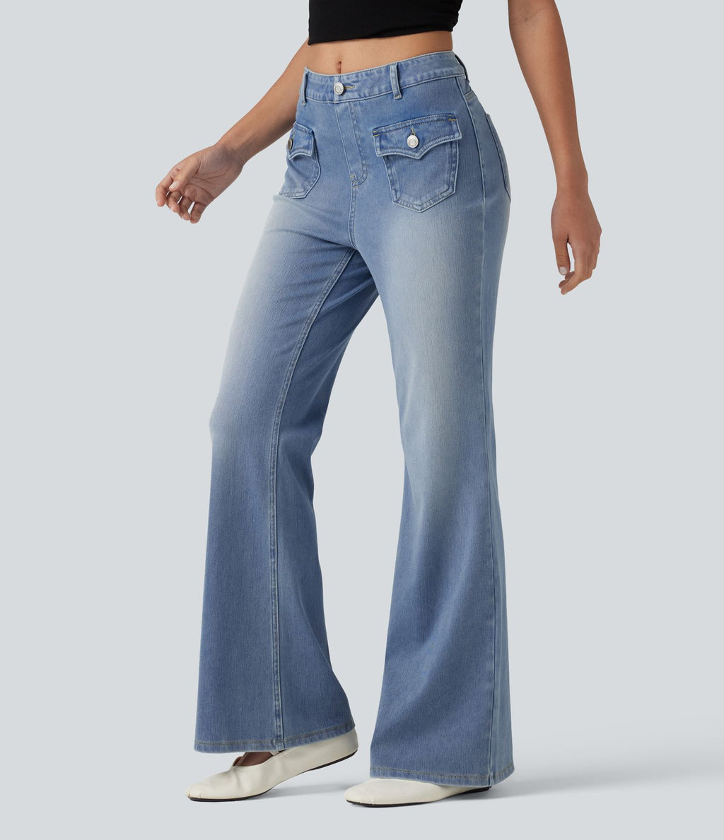 Jean évasé Halara Flex™ décontracté, taille moyenne, à poches