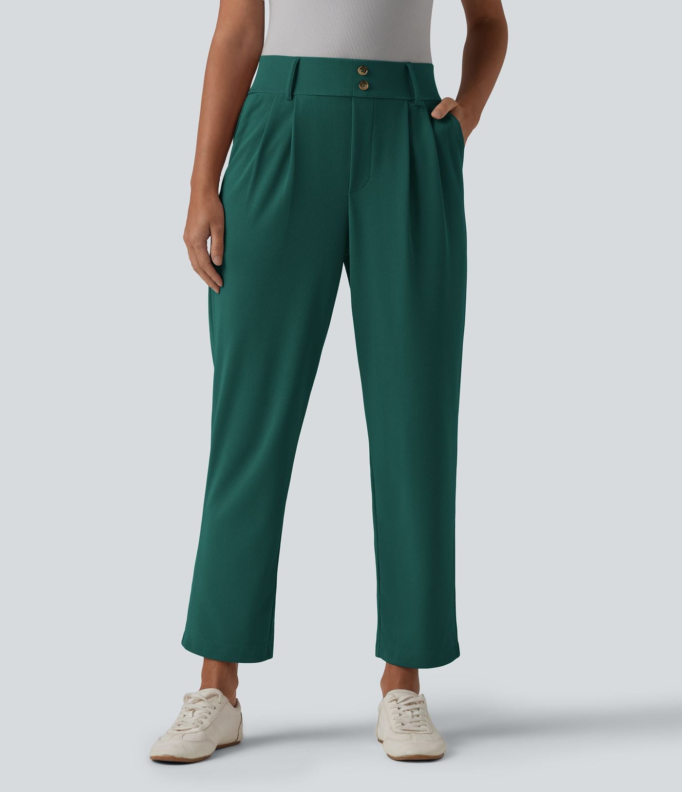 Halara Flex™ Pantalon tailleur fuselé taille haute en tissu gaufré avec poches