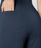 Pantalon Tailleur Large Taille Haute avec Bouton et Poches