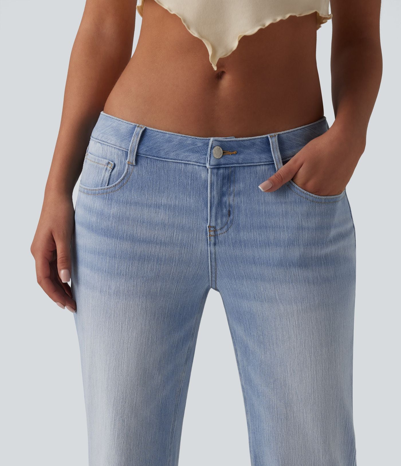 Halara Flex™ Jean droit casual taille basse avec poches