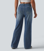 Halara Flex™ Jean coupe droite décontracté taille mi-haute avec poches